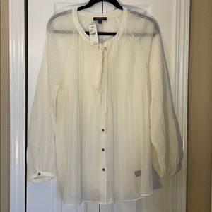 Lane Bryant Sheer Cream Chiffon Blouse 18/20 BNWT